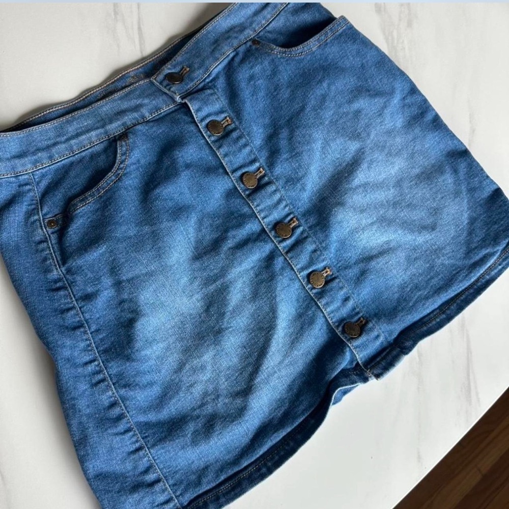 Wax Jean Classic Blue Denim Skirt